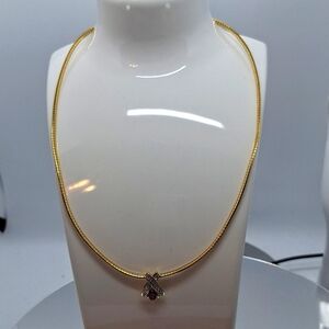 Ruby and Diamond 14kt gold over Sterling silver pendant with 16" omega necklace